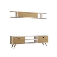 mueble tv con estante italo pino blanco