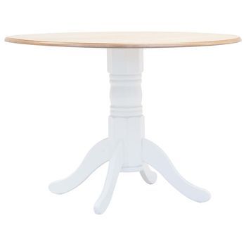 Mesa De Comedor Madera Maciza De Caucho Blanco Y Marrón 106 Cm Vidaxl