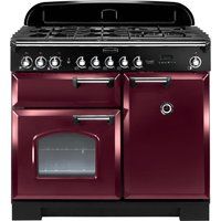 rangemaster classic deluxe 100 dual fuel range cooker - cranberry  chrome cranberry