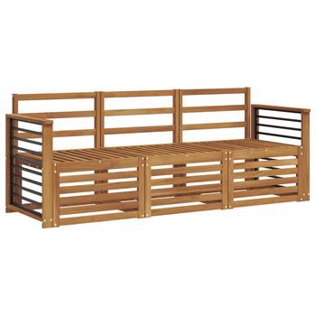 Juegos De Sofás 3 Piezas | Mueble De Jardín Madera De Acacia Sólida