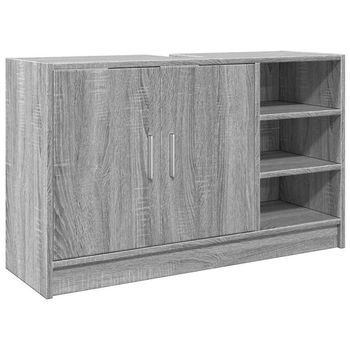 Mueble De Almacenaje | Armario De Lavabo Madera De Ingeniería Gris Sonoma 90x29x55 Cm