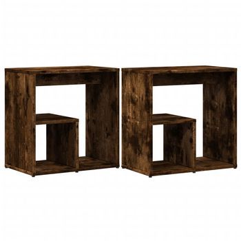 Mesa Auxiliar 2 Uds Madera Ingeniería Roble Ahumado 50x30x50 Cm Vidaxl