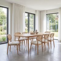 mesa de comedor extensible de roble y fresno de 180 a 270 cm