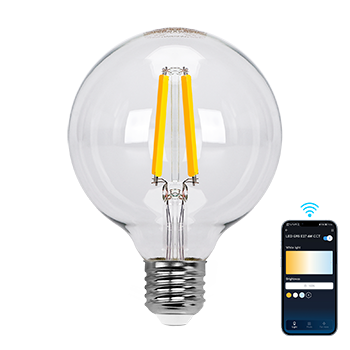 Aigostar Bombilla LED inteligente. Bombilla Alexa LED vintage, G95 Transparente tipo globo, 6W 850LM E27, regulable cálida a fría 2700K a 6500K. Compatible con Alexa y Google home
