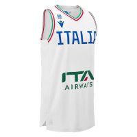 camiseta baloncesto italia fiba - macron blanca