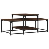mesa de cafe - mesa de centro madera de ingenieria roble marron 102x60x45 cm