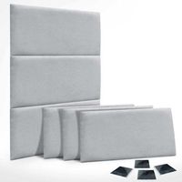 dhome juego de 6 paneles tapizados de tela autoadhesivos para pared acusticos absorbentes proteccion impactos cabeceros gris claro 60x40cm x6