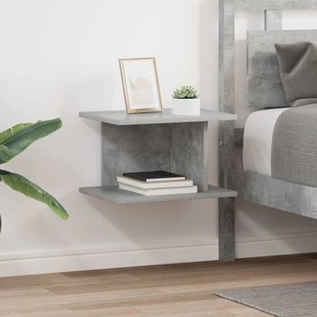 Mesita De Noche 2 Uds - Dormitorio - Madera De Ingeniería - Gris Concreto (40x30x25cm)