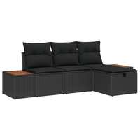juego de sofa de jardin de 4 uds con cojines en ratan sintetico negro cfw772998