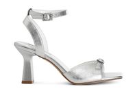 sandalias efecto metalizado con hebillas y tira en el tobillo silver