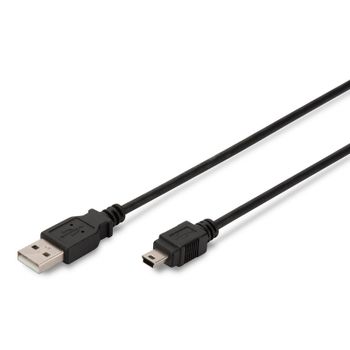 Digitus Cable de Conexión USB Tipo A-Mini USB 1.8m Negro