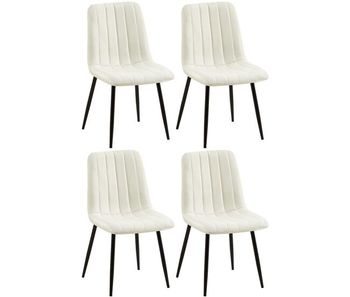 Set de 4 sillas de salón dijon en tela o terciopelo crema 53x45x88 cm