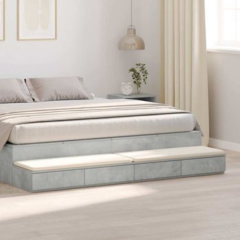 Vidaxl Cajones De Cama Gris Concreto 180 X 36,5 X 16,5 Cm