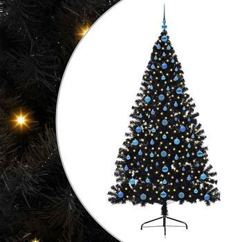 Árbol De Navidad Artificial Preiluminado Negro 210 Cm Pvc Vidaxl