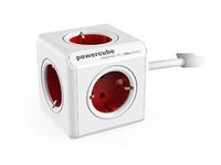 adaptador y enchufe multiple rojo 4 tomas alargo 15m