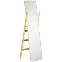 homcom espejo de pie cuerpo entero natural con perchero para dormitorio entrada salon 40x35x147 cm   aosom espana
