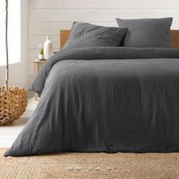ropa de cama de gasa de algodon 240x260 cm - varios colores - antracita homeflair