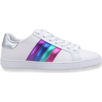 Guess Deportivas Moda Sneaker Donna Bande Lamè White Silver FL6JBBLEA12 para mujer