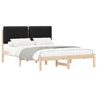 estructura de cama con cabecera tapizada negro 135 x 190 cm