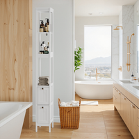 armario columna - mueble para bano - mdf y particulas - blanco 20x30x160cm