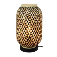 lampara de mesa de bambu y metal