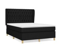 cama box spring con colchon tela negro 140x190 cm diseno de botones