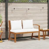 banco de jardin  banco de exterior  silla de jardin madera de acacia y cojines color crema 1145 cm