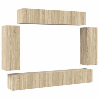 Set Muebles De Salón Tv 6 Pzas Madera Ingeniería Roble Sonoma Vidaxl