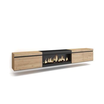 Mueble Tv Macharaviaya-01 Suspendido Con Chimenea Integrada