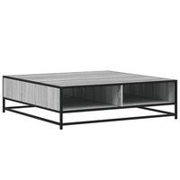 mesa de cafe mesa de centro madera ingenieria y metal gris sonoma 100x100x30 cm