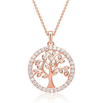 Cadena con colgante de árbol chapado en oro rosa