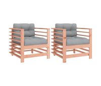vidaxl sillones de jardin y cojines 2 uds madera maciza abeto douglas