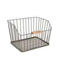 versatil cesta de almacenamiento de rejilla de metal gris