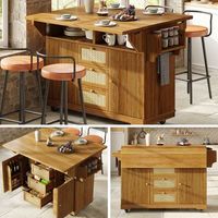 carrito de cocina plegable 95 cm con ruedas y superficie extensible