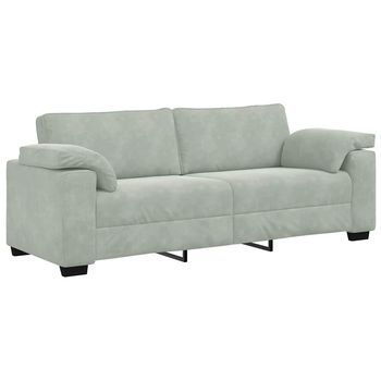 Sofá De 3 Plazas De Terciopelo Gris Claro 220x77x82 Cm Vidaxl