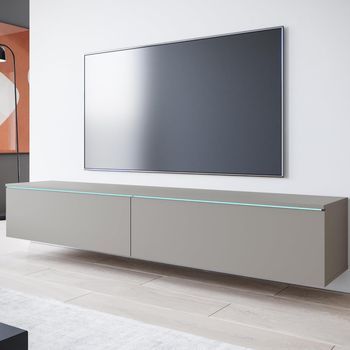 Mueble De Tv Lowboard D 180 Cm, Mueble De Televisión, Mueble De Salón, Sin Iluminación Led, Color Gris Paladio