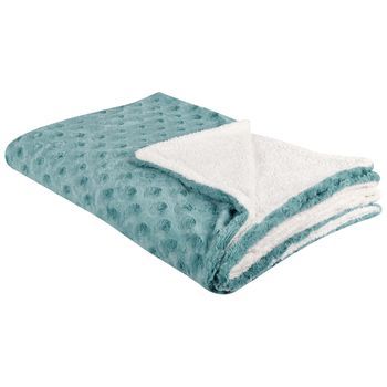 Manta De Poliéster Verde Claro Blanco 150 X 200 Cm Colcha Cubrecama Kandilli