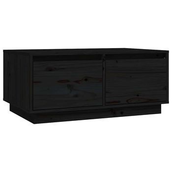 Mesa De Café - Mesa De Centro De Madera Maciza De Pino Negro 80x50x35 Cm