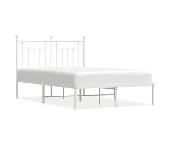 Estructura de cama de metal con cabecero blanca 120x190 cm con cabecero