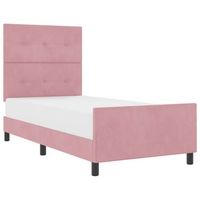 cama individual  cama para adulto  cama tipo box spring con cabecera rosa 90 x 200 cm terciopelo