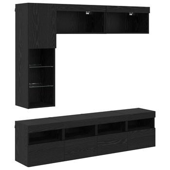 Mueble De Tv 7 Uds. Roble Negro Madera De Ingeniería Vidaxl