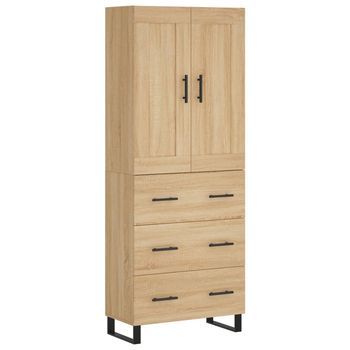 Aparador Alto Madera Contrachapada Color Roble 69,5x34x180 Cm Vidaxl