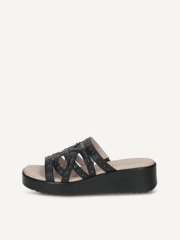 CAPRICE Mule, black, made of Leather with Wedge heel, Size 41