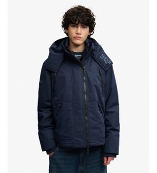 Superdry para hombre. M5012422A Chaqueta Hooded MF Arctic marino (L), Casual, Poliéster Reciclado