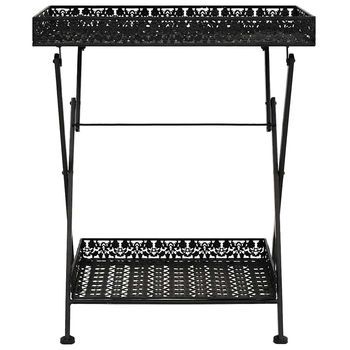 Mesa De Café - Mesa De Centro Plegable Estilo Vintage Metal 58x35x72 Cm Negro