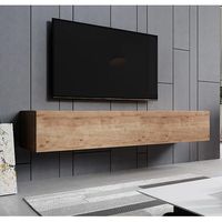 mueble tv  mueble de television  colgante  mueble de salon  1 puerta 3 compartimentos  roble acabado en mate  180x30x40cm  modelo aitana m2