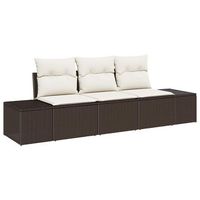 juego de sofa con cojin 3 piezas  mueble de jardin marron ratan sintetico