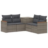 juego de sofa 5 uds gris y gris oscuro ratan sintetico y acero vidaxl