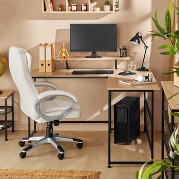 Escritorio superficie para monitor 140 x 130 x 76,5 cm madera clara
