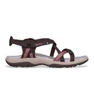 Skechers para mujer. 163115 Sandalias Reggae Slim Sun Array chocolate (41), Marrón, Plano, Velcro, Casual, Beachwear